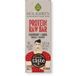 Ακατέργαστη πρωτεϊνούχα μπάρα με φράουλα και μπισκότο