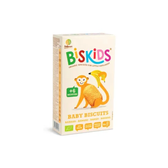 Παιδικά οργανικά μπισκότα με γεύση μπανάνα Belkorn BisKids