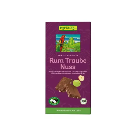 Σοκολάτα γάλακτος με σταφίδες, φουντούκι και ρούμι