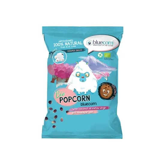 Ποπ Κορν από μπλε καλαμπόκι  με παρθένο λάδι καρύδας ψυχρής έκθλιψης και αλάτι  Ιμαλαΐων