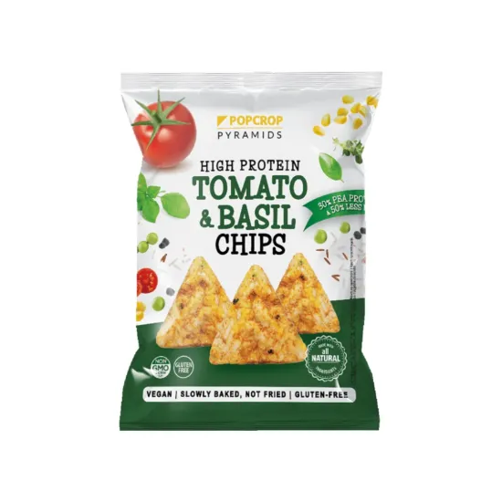 Ψητά τσιπς πολύσπορα με πρωτεΐνη μπιζελιού και γεύση τομάτα και βασιλικό